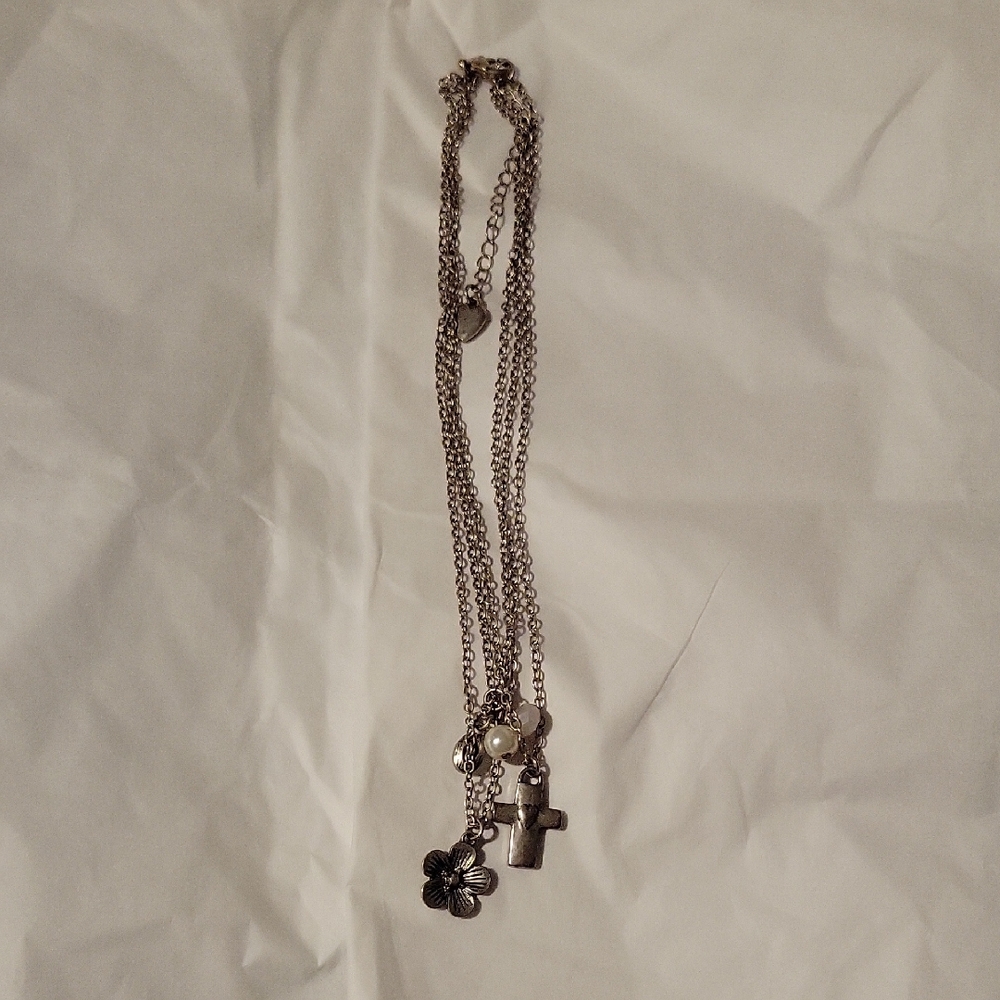 Silver Tone Multi Layered Necklace